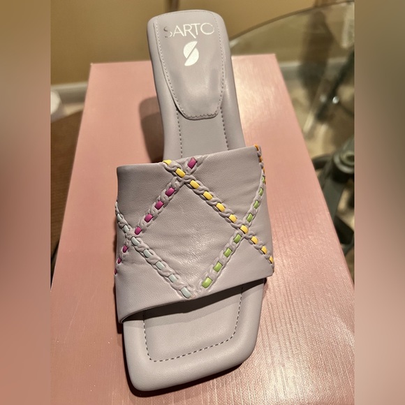 Franco Sarto Leather Kitten Heel Sandal, Purple. A-Betty. Soft Lilac. Size 7.5 - Picture 2 of 5